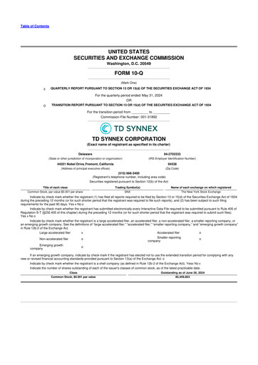 Thumbnail TD Synnex 10-Q Quarterly Report FY2024 