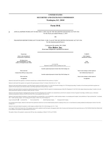 Thumbnail Five Below
 10-K Annual Report 2018