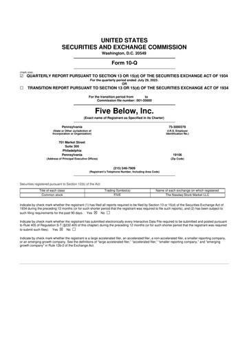 Thumbnail Five Below
 10-Q Quarterly Report FY2023 