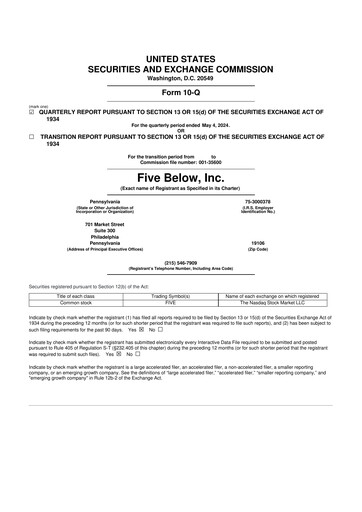 Thumbnail Five Below
 10-Q Quarterly Report FY2024 