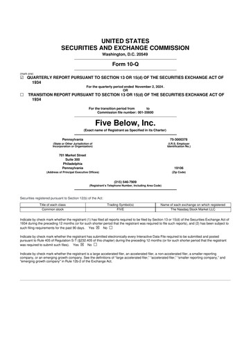 Thumbnail Five Below
 10-Q Quarterly Report FY2024 