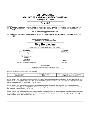 Thumbnail Five Below
 10-Q Quarterly Report FY2025 