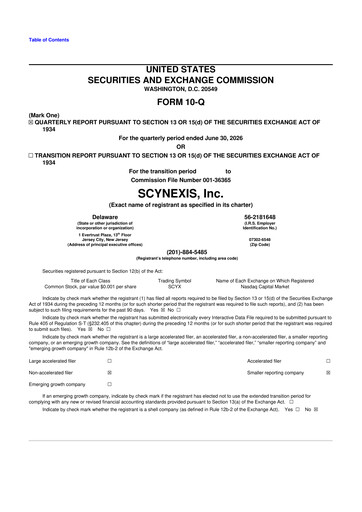 Vorschaubild SCYNEXIS 10-Q Quartalsbericht 2026 