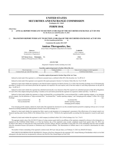 Miniature Amicus Therapeutics
 10-K Rapport annuel 2021
