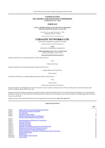 Thumbnail Ceragon Networks 20-F Annual Report 