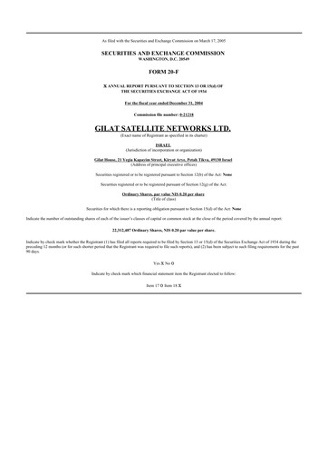 Thumbnail Gilat Satellite Networks 20-F Annual Report 