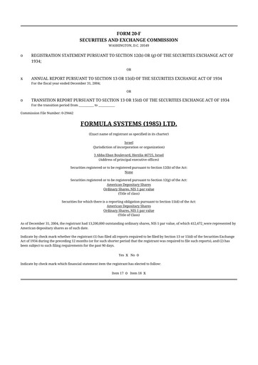 Thumbnail Formula Systems
 20-F Annual Report 