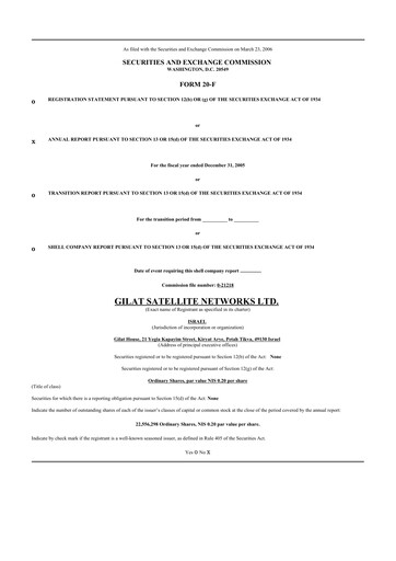 Thumbnail Gilat Satellite Networks 20-F Annual Report 
