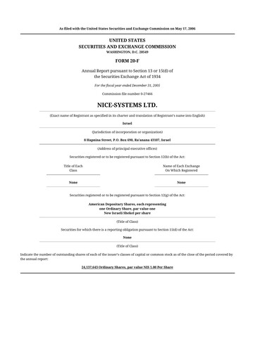 Thumbnail NICE 20-F Annual Report 