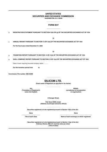 Thumbnail Silicom 20-F Annual Report 