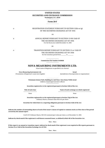 Thumbnail Nova Ltd.
 20-F Annual Report 