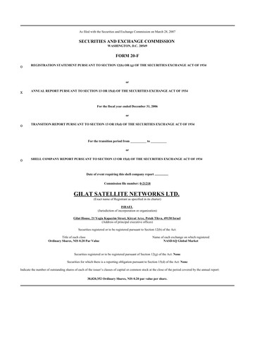 Thumbnail Gilat Satellite Networks 20-F Annual Report 