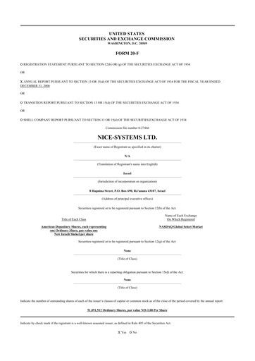 Thumbnail NICE 20-F Annual Report 