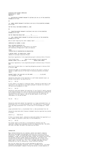 Thumbnail Magic Software 20-F Annual Report 