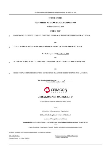 Thumbnail Ceragon Networks 20-F Annual Report 