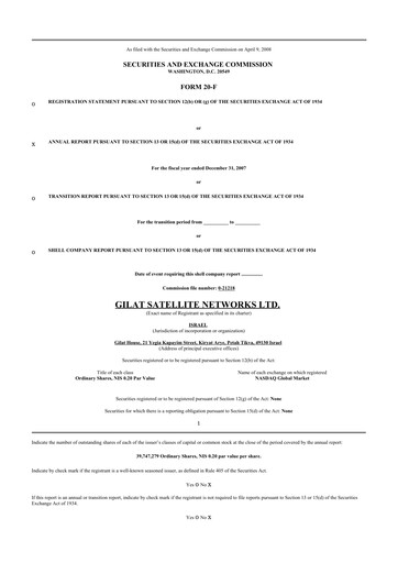 Thumbnail Gilat Satellite Networks 20-F Annual Report 