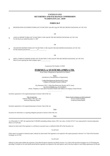 Thumbnail Formula Systems
 20-F Annual Report 