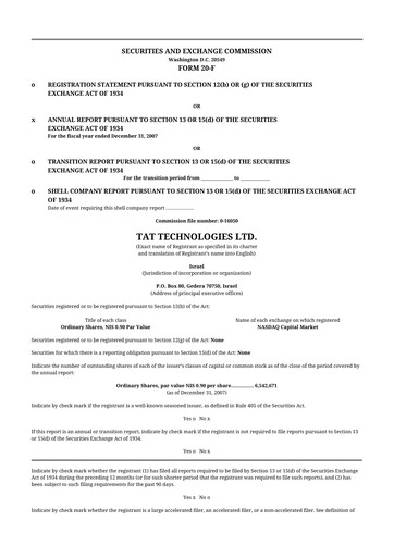 Vorschaubild TAT Technologies 20-F Jahresbericht 