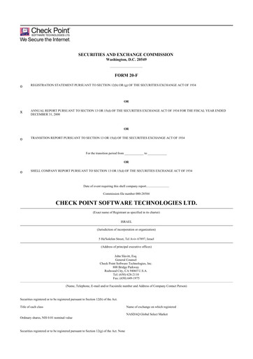 Thumbnail Check Point Software 20-F Annual Report 