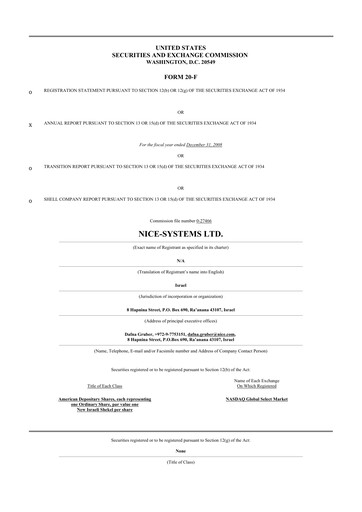 Thumbnail NICE 20-F Annual Report 