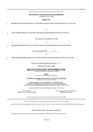 Thumbnail Gilat Satellite Networks 20-F Annual Report 