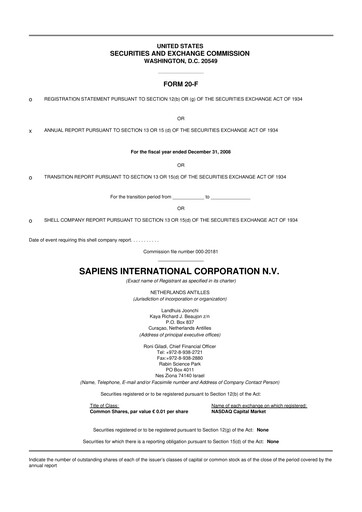 Vorschaubild Sapiens International Corporation 20-F Jahresbericht 