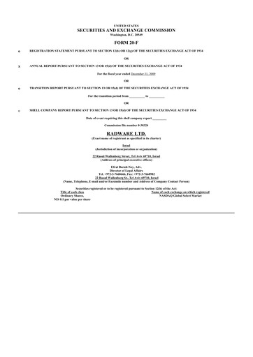 Thumbnail Radware 20-F Annual Report 