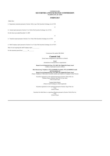 Thumbnail Camtek 20-F Annual Report 