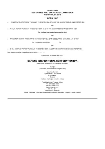 Vorschaubild Sapiens International Corporation 20-F Jahresbericht 