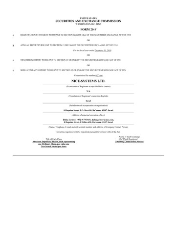 Thumbnail NICE 20-F Annual Report 2010