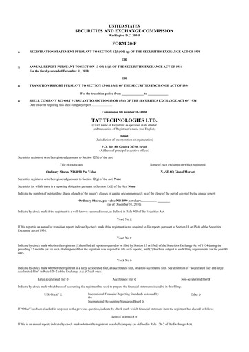 Vorschaubild TAT Technologies 20-F Jahresbericht 