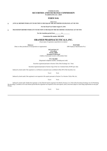 Vorschaubild Oramed Pharmaceuticals 10-K Jahresbericht 