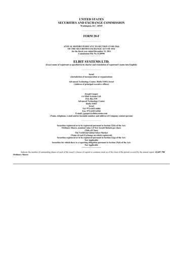 Thumbnail Elbit Systems
 20-F Annual Report 