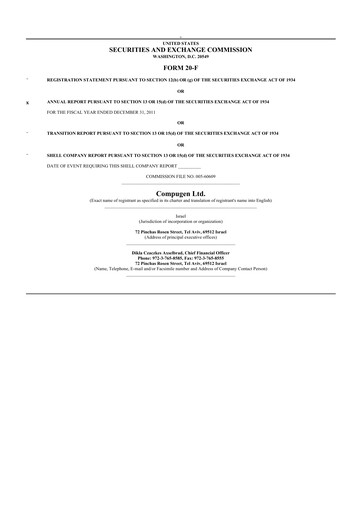 Thumbnail Compugen 20-F Annual Report 2011