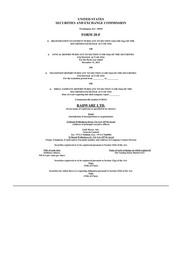 Thumbnail Radware 20-F Annual Report 2011