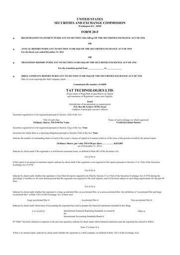 Vorschaubild TAT Technologies 20-F Jahresbericht 2011