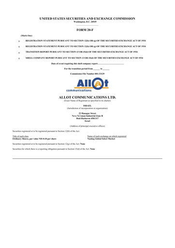 Thumbnail Allot 20-F Annual Report 2012