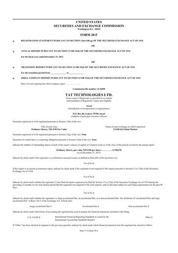 Vorschaubild TAT Technologies 20-F Jahresbericht 