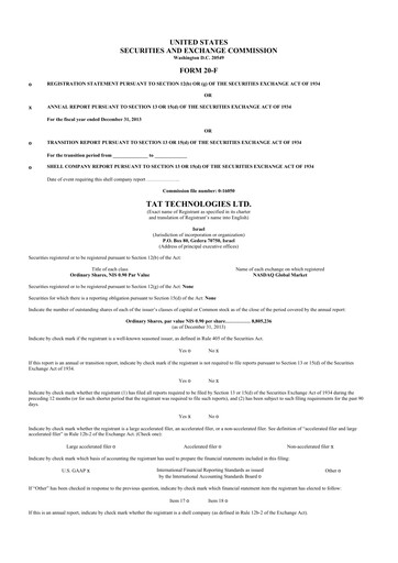 Vorschaubild TAT Technologies 20-F Jahresbericht 2013