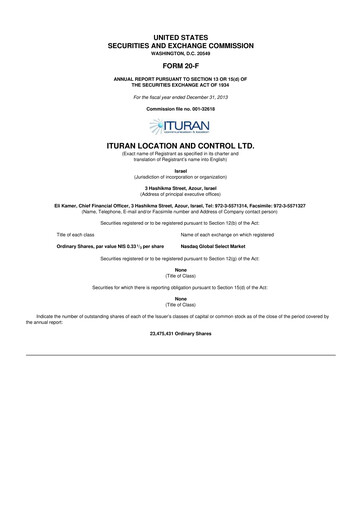 Thumbnail Ituran 20-F Annual Report 2013