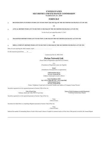 Thumbnail Perion Network 20-F Annual Report 2013