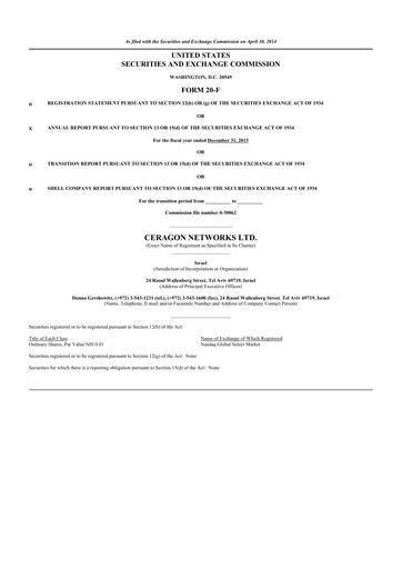 Thumbnail Ceragon Networks 20-F Annual Report 2013