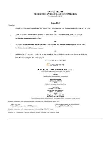 Thumbnail Caesarstone
 20-F Annual Report 2014