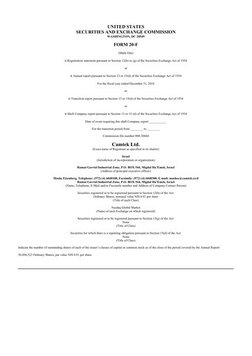 Thumbnail Camtek 20-F Annual Report 2014