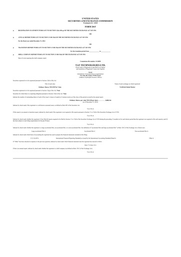 Vorschaubild TAT Technologies 20-F Jahresbericht 2014