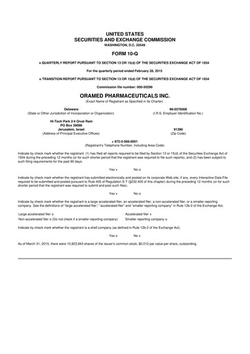 Thumbnail Oramed Pharmaceuticals 10-Q Quarterly Report FY2015 