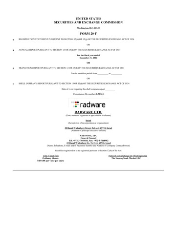 Thumbnail Radware 20-F Annual Report 2014