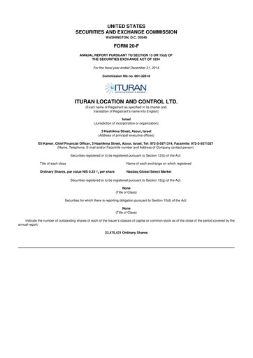 Thumbnail Ituran 20-F Annual Report 2014