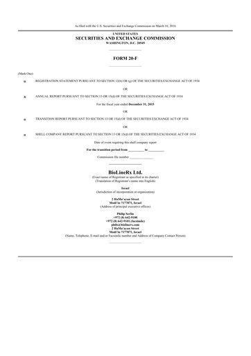 Vorschaubild BioLineRx 20-F Jahresbericht 