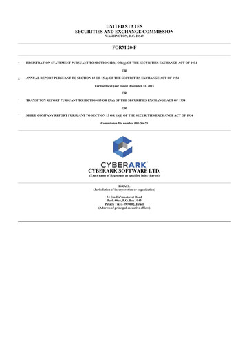 Thumbnail CyberArk Software 20-F Annual Report 2015